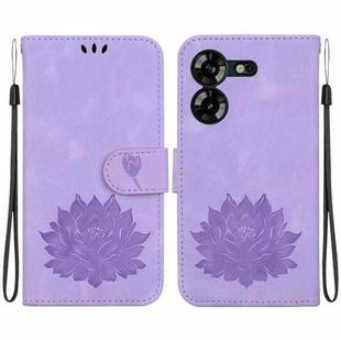 For Tecno Pova 5 Lotus Embossed Leather Phone Case(Purple)