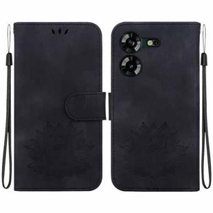 For Tecno Pova 5 Lotus Embossed Leather Phone Case(Black)