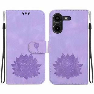 For Tecno Pova 5 Pro Lotus Embossed Leather Phone Case(Purple)