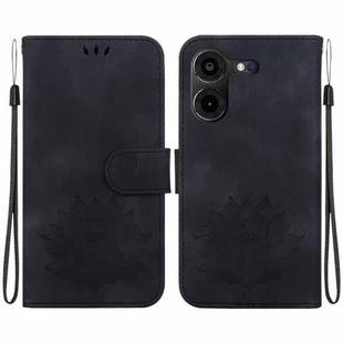 For Tecno Pova 5 Pro Lotus Embossed Leather Phone Case(Black)