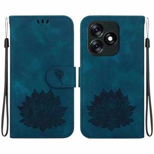 For Tecno Spark 10 4G / Spark 10C Lotus Embossed Leather Phone Case(Dark Blue)