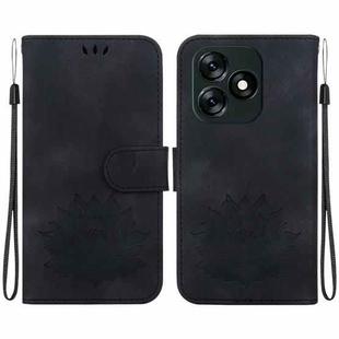 For Tecno Spark 10 4G / Spark 10C Lotus Embossed Leather Phone Case(Black)