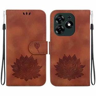 For Tecno Spark 10 Pro Lotus Embossed Leather Phone Case(Brown)