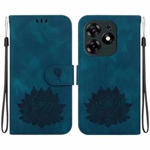 For Tecno Spark 10 Pro Lotus Embossed Leather Phone Case(Dark Blue)