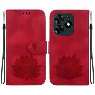 For Tecno Spark 10 Pro Lotus Embossed Leather Phone Case(Red)