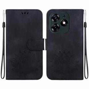 For Tecno Spark 10 Pro Lotus Embossed Leather Phone Case(Black)