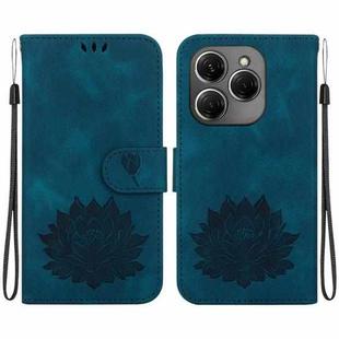 For Tecno Spark 20 Pro Lotus Embossed Leather Phone Case(Dark Blue)