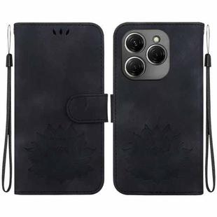 For Tecno Spark 20 Pro Lotus Embossed Leather Phone Case(Black)
