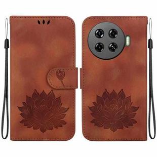 For Tecno Spark 20 Pro+ Lotus Embossed Leather Phone Case(Brown)