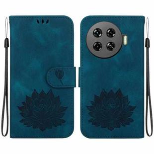 For Tecno Spark 20 Pro+ Lotus Embossed Leather Phone Case(Dark Blue)