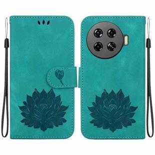 For Tecno Spark 20 Pro+ Lotus Embossed Leather Phone Case(Green)