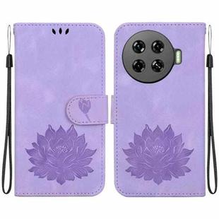 For Tecno Spark 20 Pro+ Lotus Embossed Leather Phone Case(Purple)