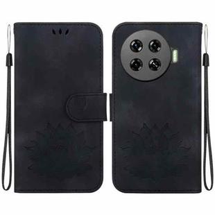 For Tecno Spark 20 Pro+ Lotus Embossed Leather Phone Case(Black)