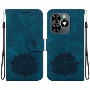 For Tecno Spark G0 2024 / Spark 20 Lotus Embossed Leather Phone Case(Dark Blue)