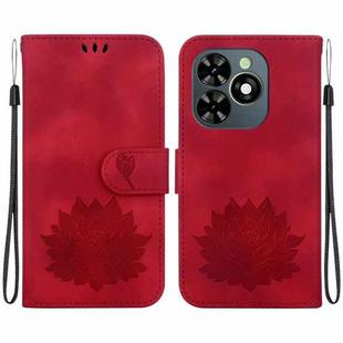 For Tecno Spark G0 2024 / Spark 20 Lotus Embossed Leather Phone Case(Red)