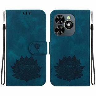 For Tecno Spark 20C / Pop 8 Lotus Embossed Leather Phone Case(Dark Blue)