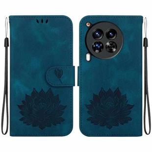 For Tecno Camon 30 Premier 5G Lotus Embossed Leather Phone Case(Dark Blue)
