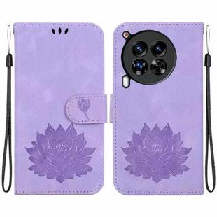For Tecno Camon 30 Premier 5G Lotus Embossed Leather Phone Case(Purple)