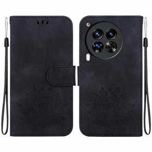 For Tecno Camon 30 Premier 5G Lotus Embossed Leather Phone Case(Black)