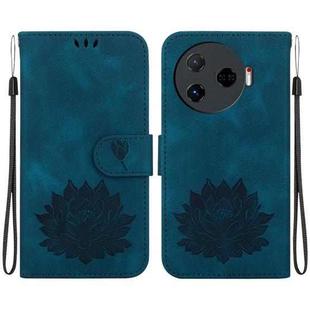 For Tecno Camon 30 Pro Lotus Embossed Leather Phone Case(Dark Blue)