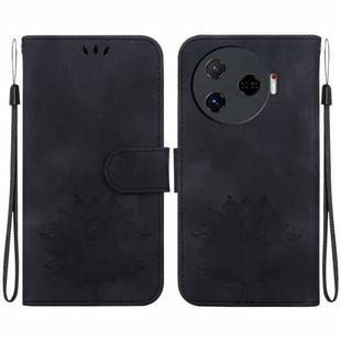 For Tecno Camon 30 Pro Lotus Embossed Leather Phone Case(Black)