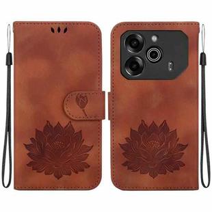 For Tecno Pova 6 / Pova 6 Pro Lotus Embossed Leather Phone Case(Brown)