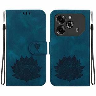 For Tecno Pova 6 / Pova 6 Pro Lotus Embossed Leather Phone Case(Dark Blue)