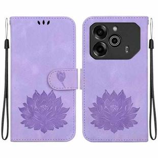 For Tecno Pova 6 / Pova 6 Pro Lotus Embossed Leather Phone Case(Purple)