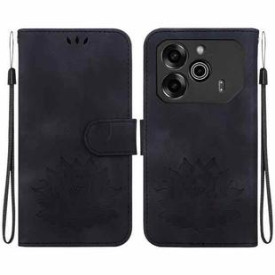 For Tecno Pova 6 / Pova 6 Pro Lotus Embossed Leather Phone Case(Black)