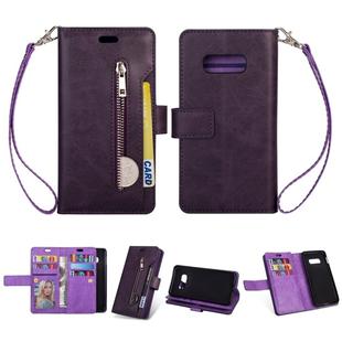 For Samsung Galaxy S10e Multifunctional Zipper Horizontal Flip Leather Case with Holder & Wallet & 9 Card Slots & Lanyard(Purple)