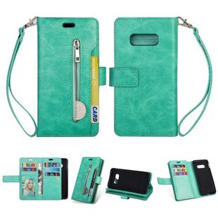 For Samsung Galaxy S10e Multifunctional Zipper Horizontal Flip Leather Case with Holder & Wallet & 9 Card Slots & Lanyard(Mint Green)