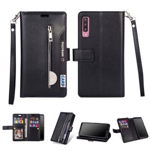 For Samsung Galaxy A70 Multifunctional Zipper Horizontal Flip Leather Case with Holder & Wallet & 9 Card Slots & Lanyard(Black)