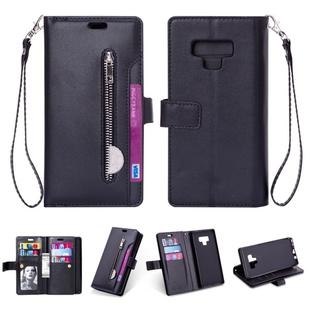 For Samsung Galaxy Note9 Multifunctional Zipper Horizontal Flip Leather Case with Holder & Wallet & 9 Card Slots & Lanyard(Black)