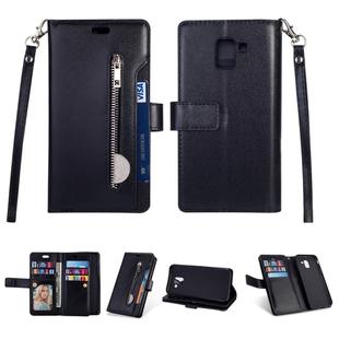 For Samsung Galaxy J6 (2018)  EU Version Multifunctional Zipper Horizontal Flip Leather Case with Holder & Wallet & 9 Card Slots & Lanyard(Black)