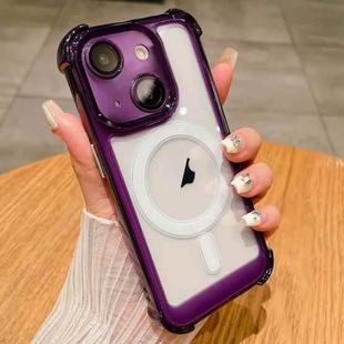 For iPhone 15 Clear Acrylic + TPU MagSafe Magnetic Phone Case(Purple)