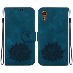 For Samsung Galaxy Xcover7 Lotus Embossed Leather Phone Case(Dark Blue)