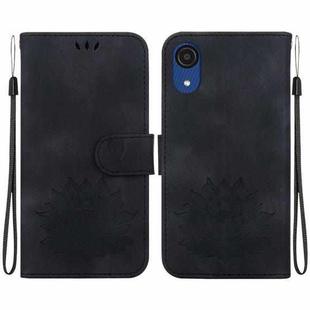 For Samsung Galaxy A03 Core Lotus Embossed Leather Phone Case(Black)