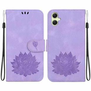 For Samsung Galaxy A05 Lotus Embossed Leather Phone Case(Purple)