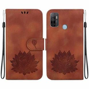 For Samsung Galaxy A33 5G Lotus Embossed Leather Phone Case(Brown)