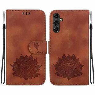 For Samsung Galaxy A14 5G Lotus Embossed Leather Phone Case(Brown)