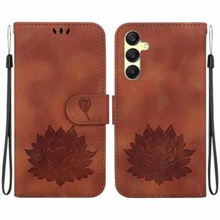 For Samsung Galaxy A25 5G Lotus Embossed Leather Phone Case(Brown)