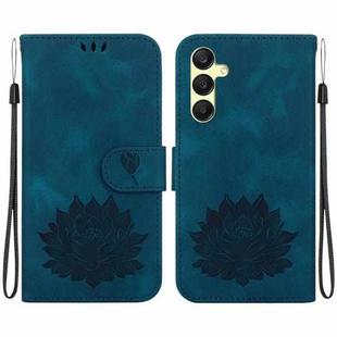 For Samsung Galaxy A25 5G Lotus Embossed Leather Phone Case(Dark Blue)