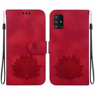 For Samsung Galaxy A71 5G Lotus Embossed Leather Phone Case(Red)