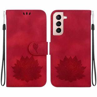 For Samsung Galaxy S21+ 5G Lotus Embossed Leather Phone Case(Red)