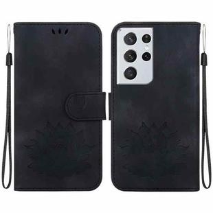 For Samsung Galaxy S21 Ultra 5G Lotus Embossed Leather Phone Case(Black)