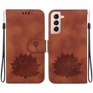 For Samsung Galaxy S22+ 5G Lotus Embossed Leather Phone Case(Brown)