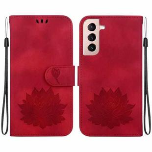 For Samsung Galaxy S22+ 5G Lotus Embossed Leather Phone Case(Red)