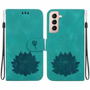 For Samsung Galaxy S22+ 5G Lotus Embossed Leather Phone Case(Green)