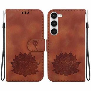 For Samsung Galaxy S23 5G Lotus Embossed Leather Phone Case(Brown)