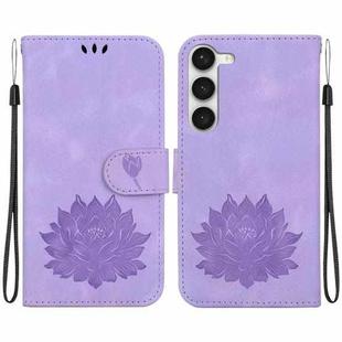For Samsung Galaxy S23 5G Lotus Embossed Leather Phone Case(Purple)